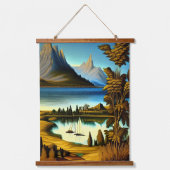 Landschaft mit Bergen Kunst Wandteppich Mit Holzrahmen (Vorderseite)