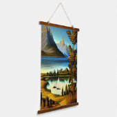 Landschaft mit Bergen Kunst Wandteppich Mit Holzrahmen (Gewinkelt)