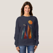 Landschaft mit Bergen und Sonne Sweatshirt (Vorne ganz)