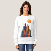 Landschaft mit Bergen und Sonne Sweatshirt (Vorne ganz)
