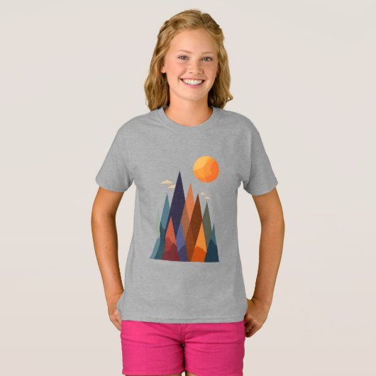 Landschaft mit Bergen und Sonne T-Shirt (Vorne ganz)