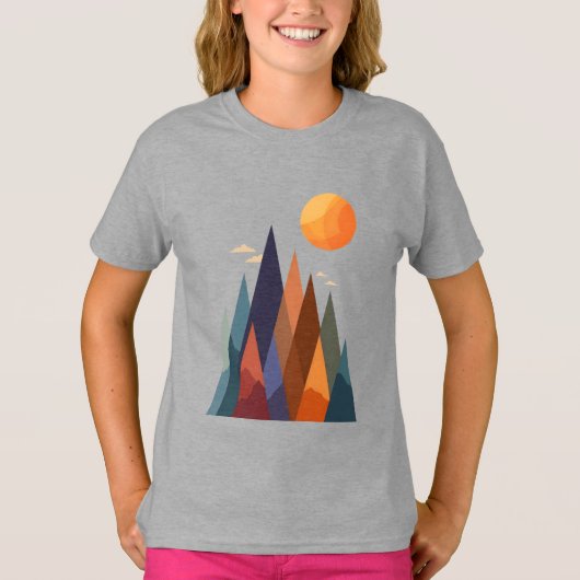 Landschaft mit Bergen und Sonne T-Shirt (Vorderseite)