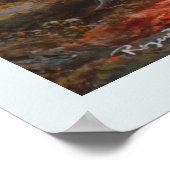 Landschaft mit Bergen und Wasserfall Poster (Ecke)