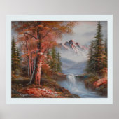 Landschaft mit Bergen und Wasserfall Poster (Vorne)