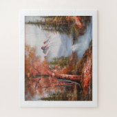Landschaft mit Bergen und Wasserfall Puzzle (Vertikal)
