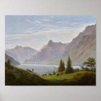 Landschaft mit Bergsee. Morning (Friedrich) Poster