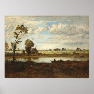 Landschaft mit Boatman, Théodore Rousseau Kunst un Poster