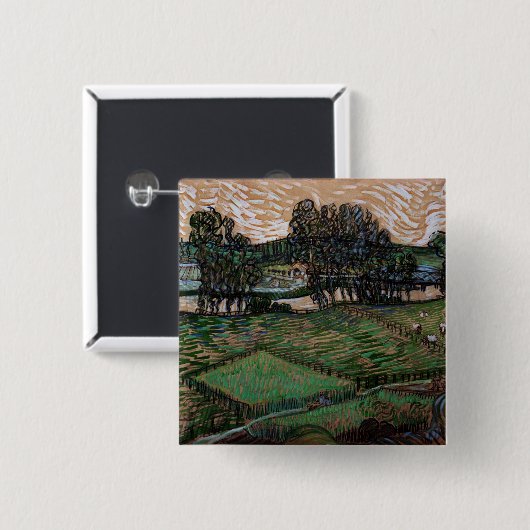 Landschaft mit Brücke über die Oise (van Gogh) Button (Vorne & Hinten)