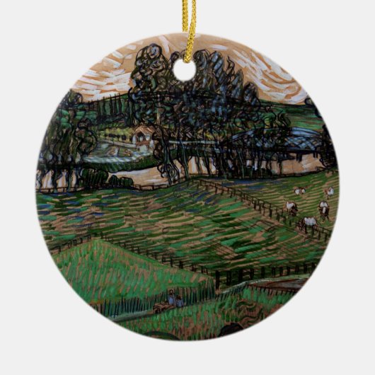 Landschaft mit Brücke über die Oise (van Gogh) Keramik Ornament (Vorne)