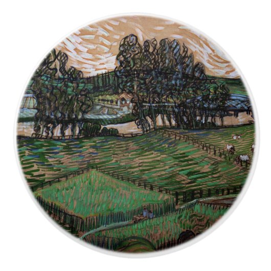 Landschaft mit Brücke über die Oise (van Gogh) Keramikknauf (Vorderseite)