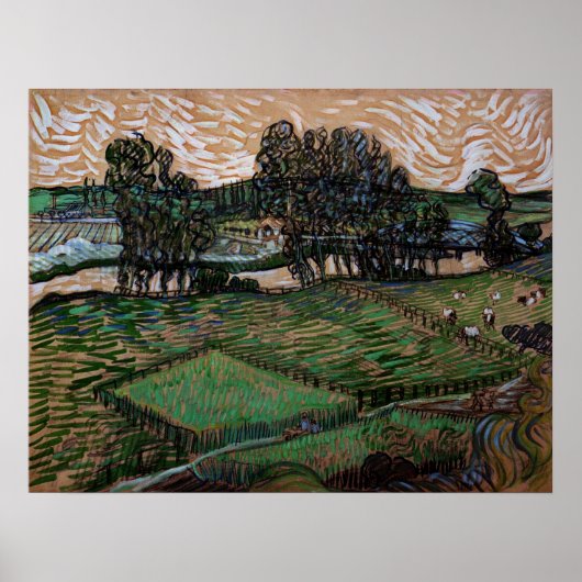 Landschaft mit Brücke über die Oise (van Gogh) Poster (Vorne)