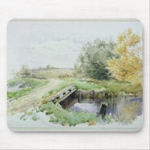 Landschaft mit Brücke über einem Strom Mousepad