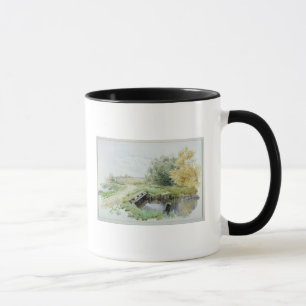 Landschaft mit Brücke über einem Strom Tasse