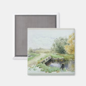 Landschaft mit Brücke über einen Fluss Magnet (Vorderseite/Rückseite)