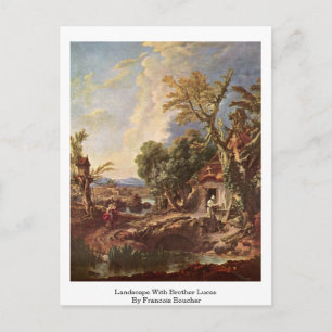 Landschaft mit Bruder Lucas von Francois Boucher Postkarte
