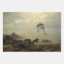 Landschaft mit Burgruinen und Reiten