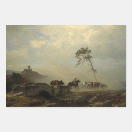 Landschaft mit Burgruinen und Reiten Geschenkpapier Set (Vorderseite)