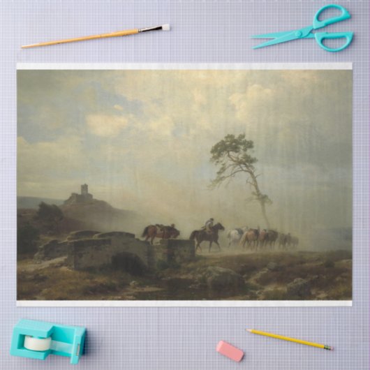 Landschaft mit Burgruinen und Reiten Seidenpapier (Basteln)