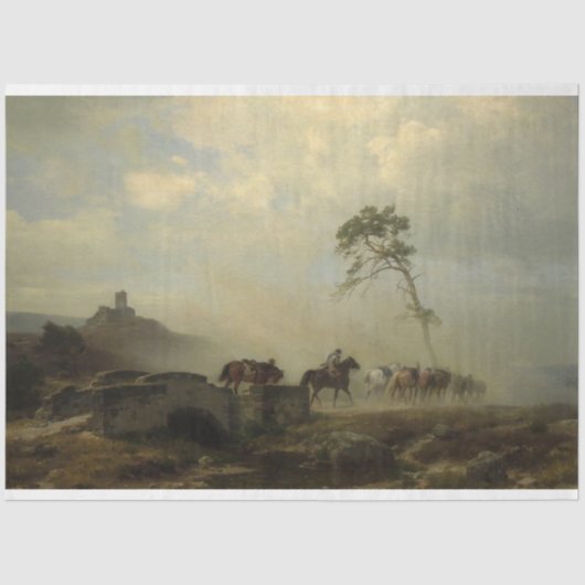 Landschaft mit Burgruinen und Reiten Seidenpapier (Vorderseite)
