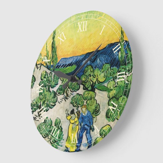 Landschaft mit Couple Walking von Vincent van Gogh Große Wanduhr (Winkel)