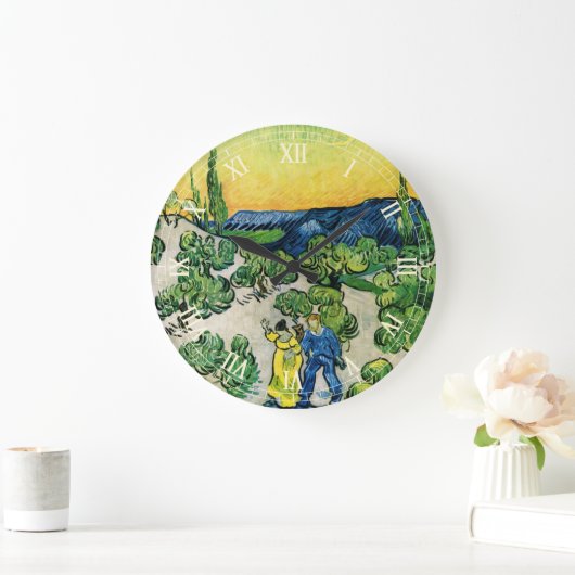 Landschaft mit Couple Walking von Vincent van Gogh Große Wanduhr (Zuhause)