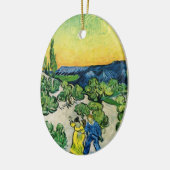 Landschaft mit Couple Walking von Vincent van Gogh Keramik Ornament (Links)