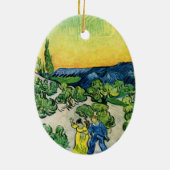 Landschaft mit Couple Walking von Vincent van Gogh Keramik Ornament (Hinten)