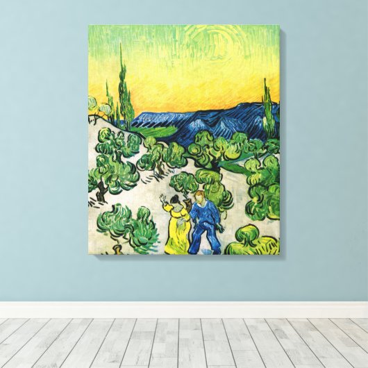 Landschaft mit Couple Walking von Vincent van Gogh Leinwanddruck (Insitu (Holzboden))