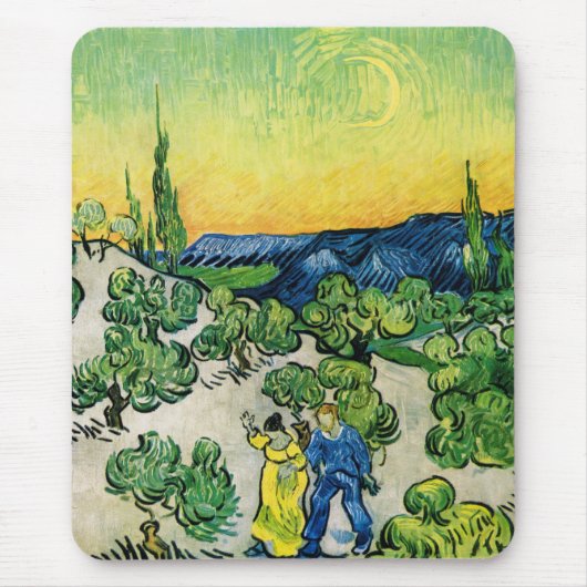 Landschaft mit Couple Walking von Vincent van Gogh Mousepad (Vorne)
