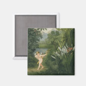 Landschaft mit Cupid, die einen Pfeil auf einen Pa Magnet (Vorderseite/Rückseite)