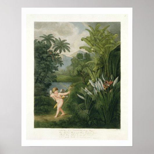 Landschaft mit Cupid, die einen Pfeil auf einen Pa Poster (Vorne)
