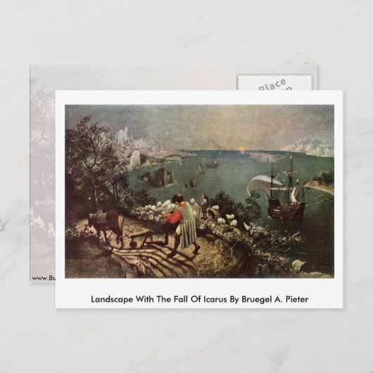 Landschaft mit dem Fall des Ikarus von Bruegel A. Postkarte (Vorne/Hinten)