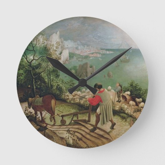 Landschaft mit dem Fall von Icarus, c.1555 Runde Wanduhr (Vorderseite)