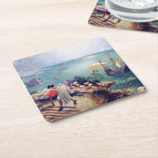 Landschaft mit dem Fall von Icarus, Pieter Bruegel Rechteckiger Pappuntersetzer (angewinkelt)