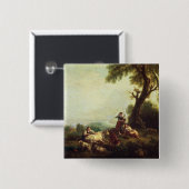 Landschaft mit den Bauern, die eine Herde des Button (Vorne & Hinten)