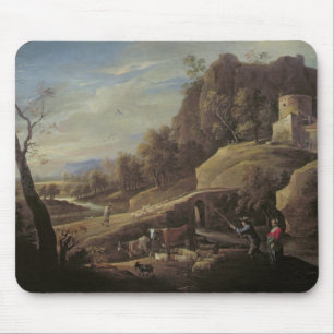 Landschaft mit den Bauern, die ihre Tiere neigen Mousepad