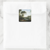 Landschaft mit der Nymph Egeria Quadratischer Aufkleber (Tasche)
