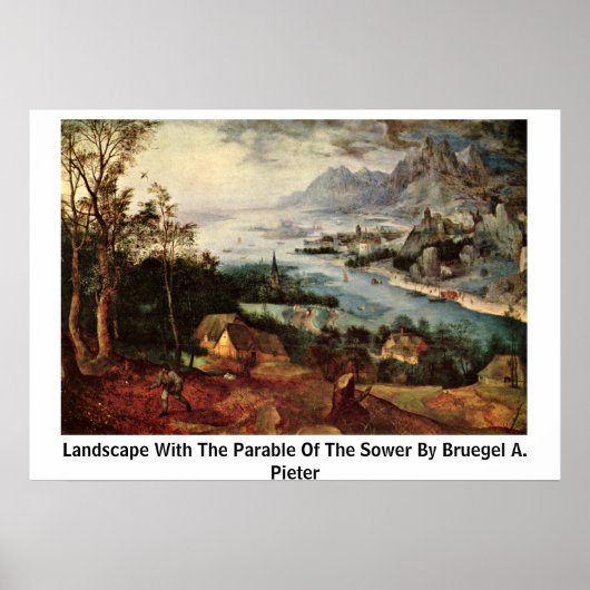 Landschaft mit der Parabel der Dusche von Bruegel Poster (Vorne)
