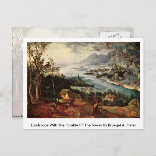 Landschaft mit der Parabel der Dusche von Bruegel Postkarte (Vorne/Hinten)