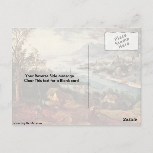 Landschaft mit der Parabel der Dusche von Bruegel Postkarte (Rückseite)