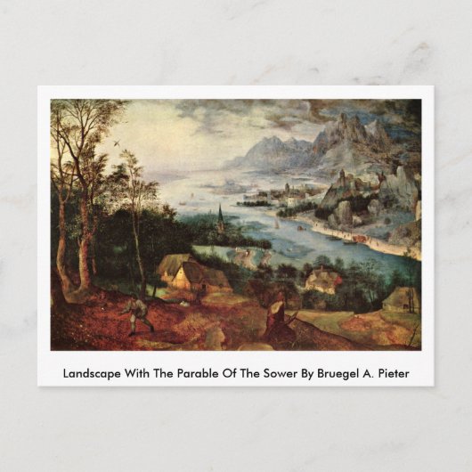 Landschaft mit der Parabel der Dusche von Bruegel Postkarte (Vorderseite)