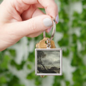 Landschaft mit Dorf: Stürmischer Effekt Schlüsselanhänger (Hand)