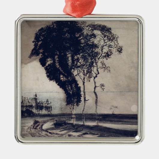 Landschaft mit drei Bäumen, 1850 Silbernes Ornament (Vorne)