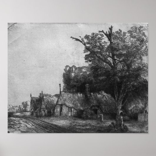 Landschaft mit drei Hütten, 1650 Poster (Vorne)