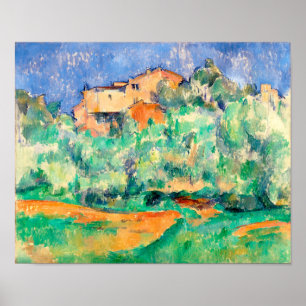 Landschaft mit einem Haus, Cezanne Poster