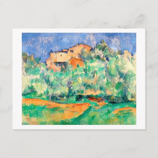 Landschaft mit einem Haus, Cezanne Postkarte (Vorderseite)
