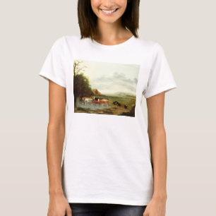 Landschaft mit einem Hirt und Vieh (Öl auf canva T-Shirt