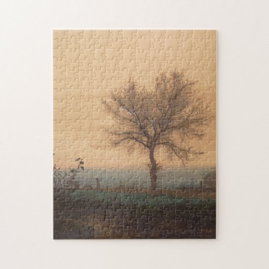 Landschaft mit einem kahlen Baum und einem Pflüger Puzzle (Vertikal)