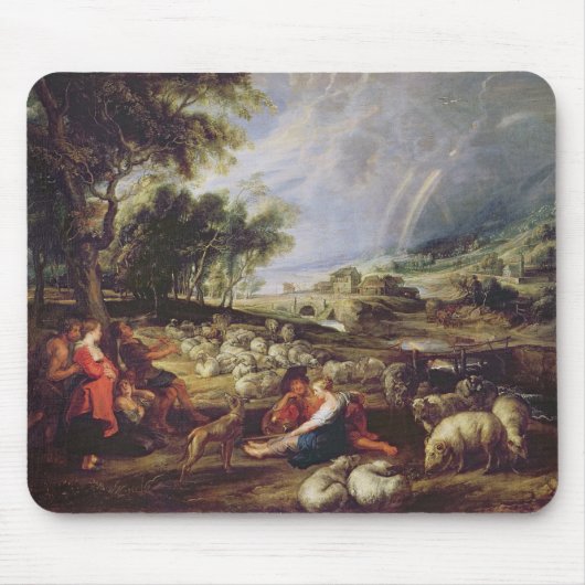 Landschaft mit einem Regenbogen Mousepad (Vorne)