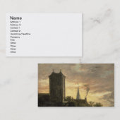 Landschaft mit einem Turm (Öl auf Leinwand) Visitenkarte (Vorne/Hinten)